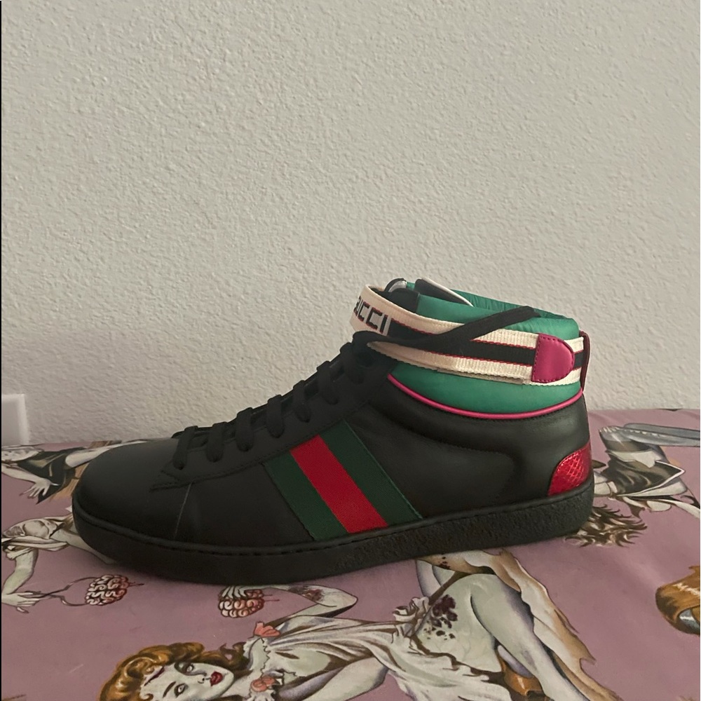 GUCCI-Men's Ace leather high-top trainers